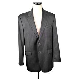 Lauren Ralph Lauren 100% Wool Charcoal Pin Stripe Suit Jacket Men's 44L